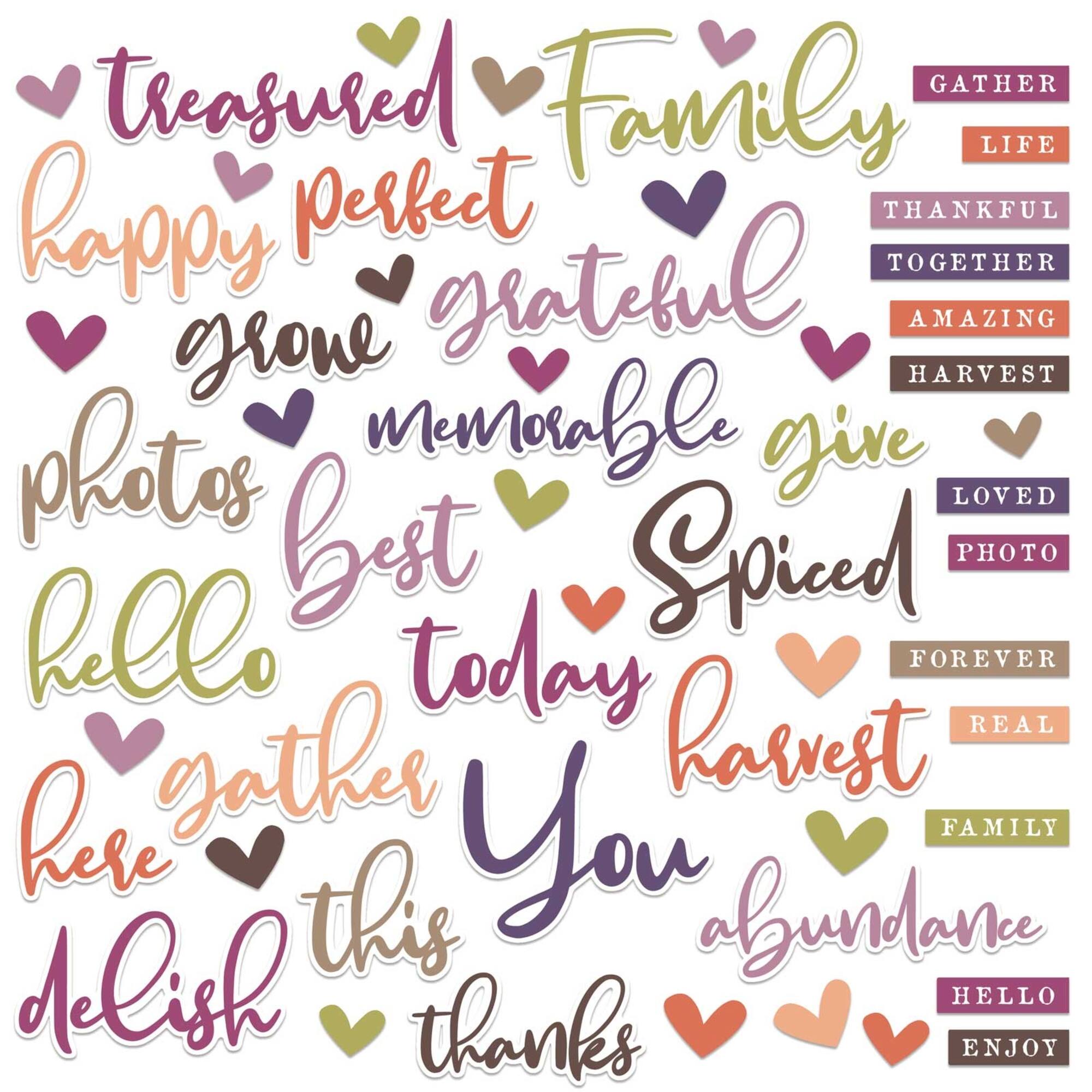 49 And Market ARToptions Plum Grove Chipboard Word Set